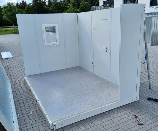 3m Isolierter mobiler Bürocontainer mit Kranösen und Staplerführung - 2 Fenster