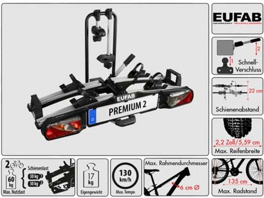 Eufab Fahrrad-Kupplungsträger Premium 2 mit Abklappfunktion